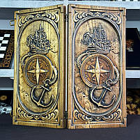 Нарди дерев'яні подарункові Роза вітрів 48×23см, фото 2