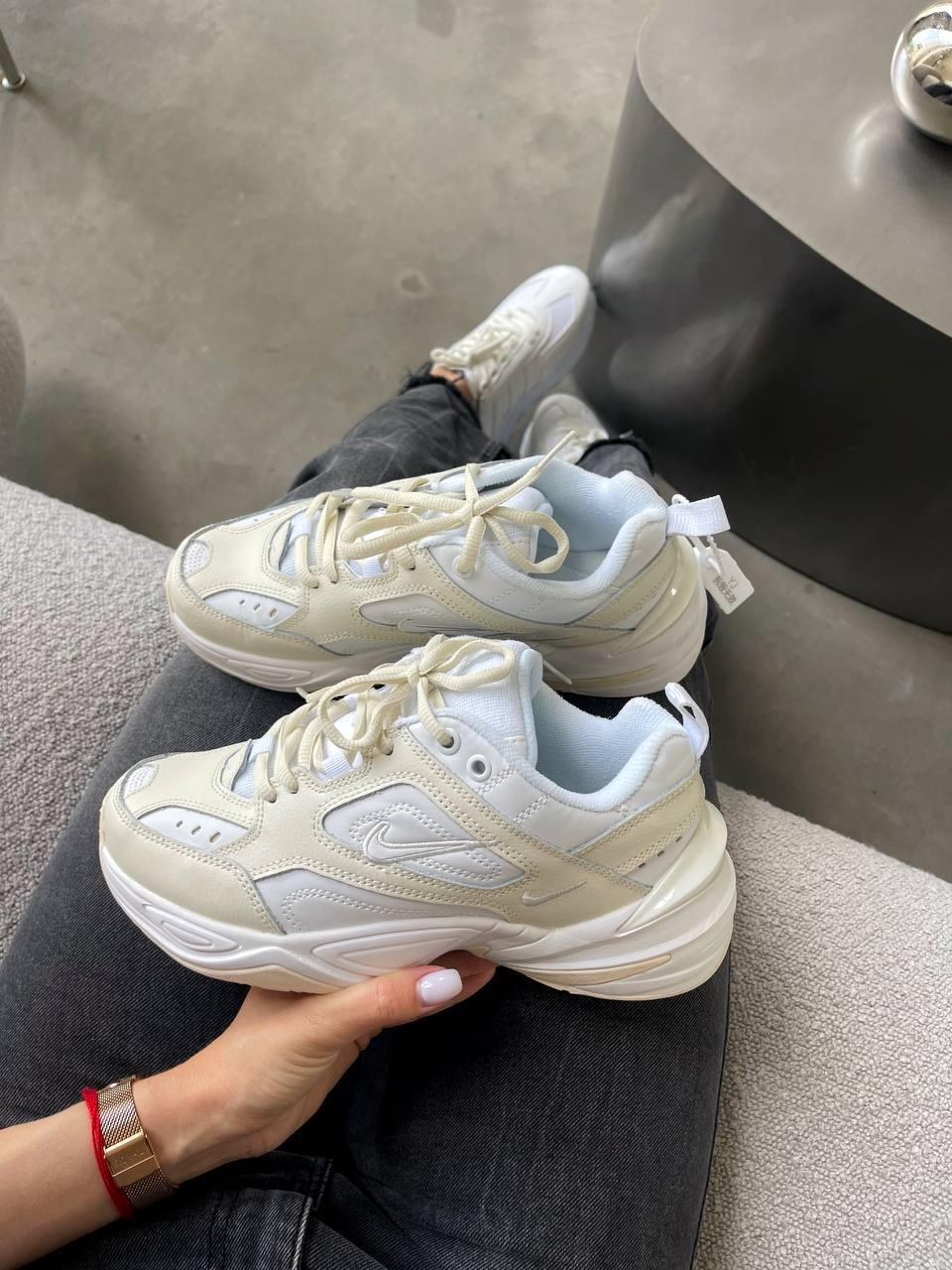 Жіночі кросівки Nike M2K Summit White Premium Кеди Найк М2К Текно шкіряні білі демісезон