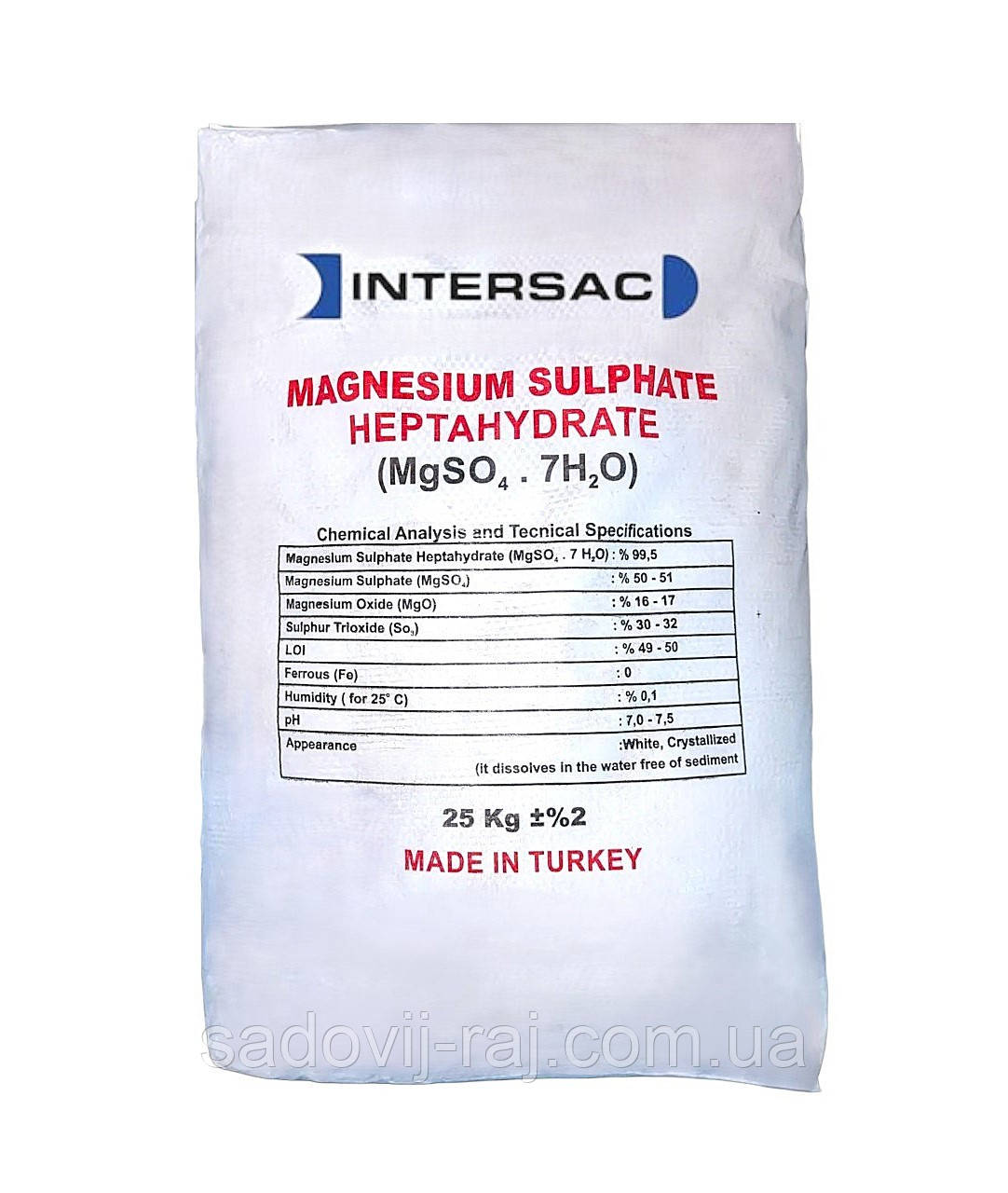 Добриво Сульфат магнію / Magnesium Sulphate 25 кг Intersac Туреччина