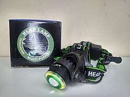 Ліхтар налобний Police T106-T6+COB, 2x18650, zoom, ЗУ microUSB, Box