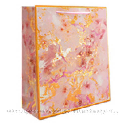 Пакет подарунковий паперовий XXL "Golden marble" 51*72*18см Stenson ST01627-XXL (Рожевий) [Склад зберігання: Київ №1]