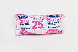 Вата медична Білосніжка в рулоні, нестерильна, 25 г