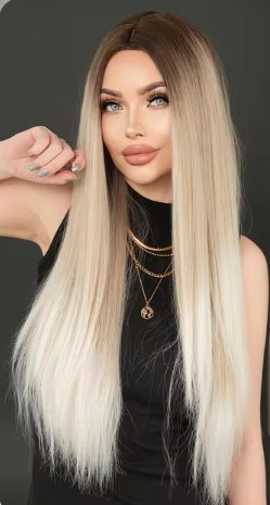 Перука без чубчика довга пряма блонд омбре (LC9162-2), фото 1