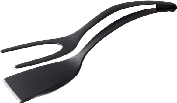 Лопатка кухонна щипці 2 в 1 чорна, фото 1