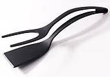 Лопатка кухонна щипці 2 в 1 чорна, фото 5
