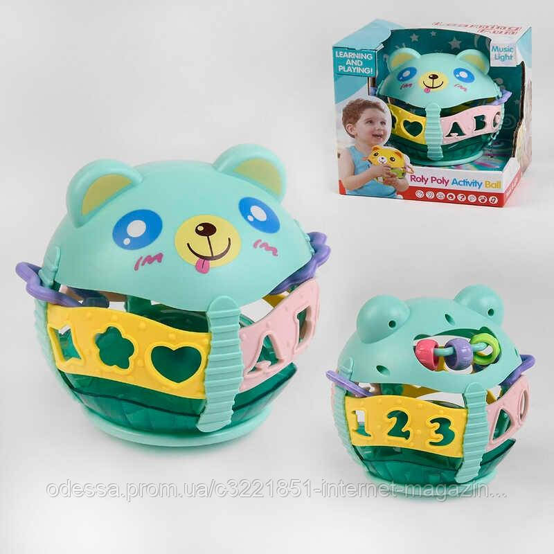 Брязкальце 35806 (24/2) “Ведмедик”, неваляшка, фактурні намистини, на батарейках, мелодії, звуки, дитячий сміх, підсвічування, в