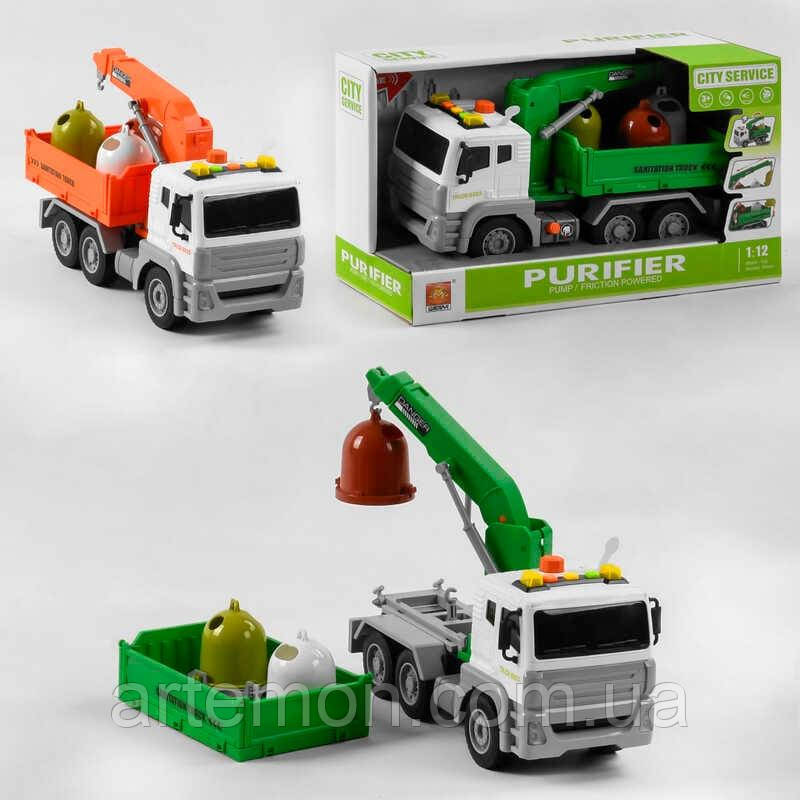 Спецтехніка WY 822 A / WY 822 B (18) "Автокран", 2 кольори, на батарейках, інерція, помповий насос, висувна стріла, світло, звук,