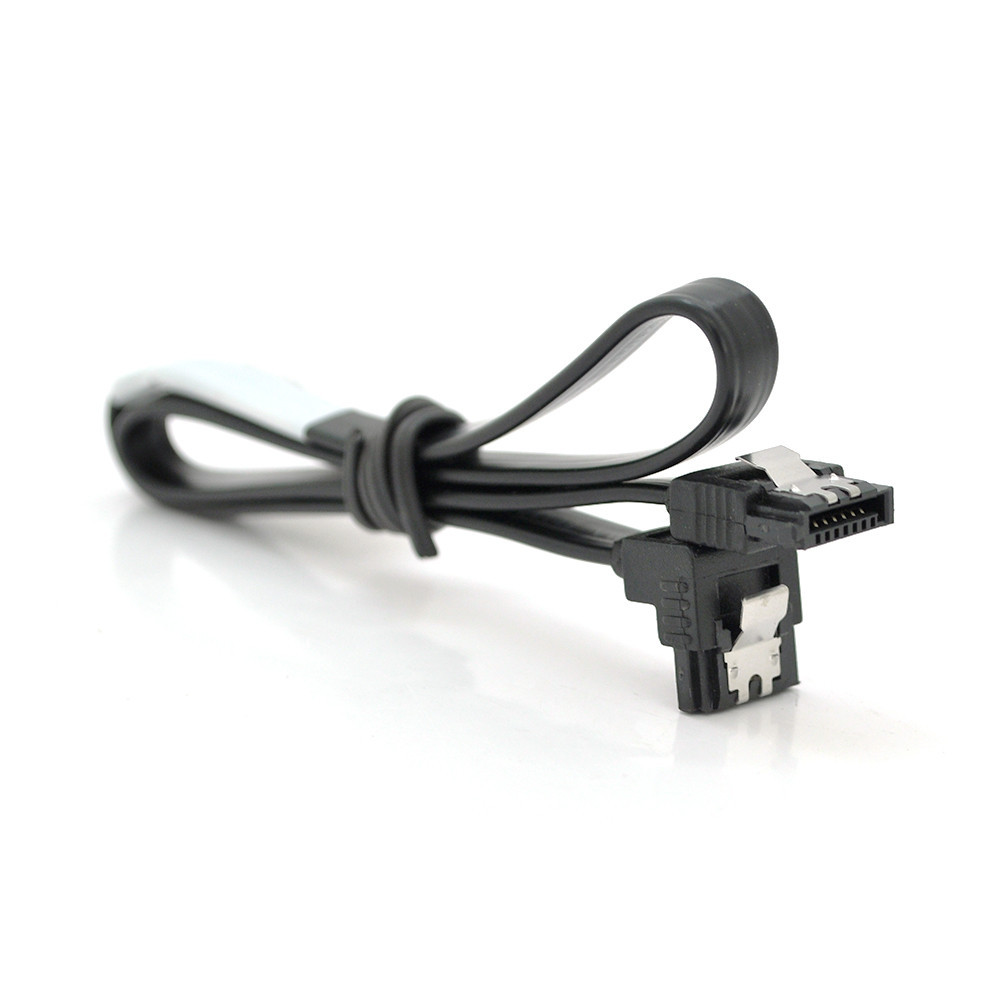 Кабель інтерфейсний SATA 0.45м, кут 90 ° c засувкою, чорний, Voltronic, Арт.56444