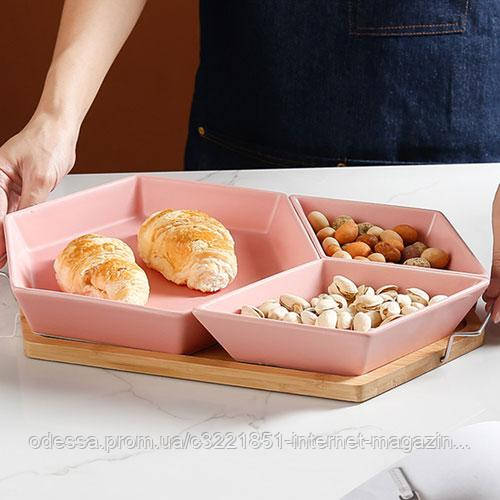 Менажниці на підставці "Sweet" 4пр/наб 38*21.5см Stenson (YG01130) (Рожевий) [Склад зберігання: Київ №1]