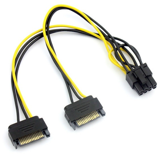 Кабель-перехідник для живлення відеокарти SATA + SATA -> 8P, OEM Q50, Voltronic, Арт.56445