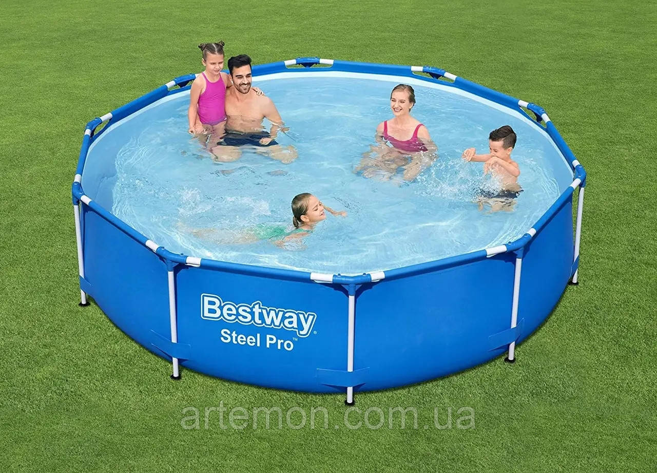Каркасний басейн Bestway 56679 (76*305 см., об'єм: 4678 л., картриджний фільтр-насос 1250 л/год, серія: Steel Pro) [Склад