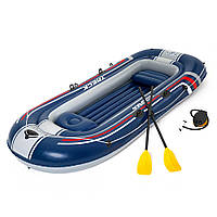 Човен надувний Bestway 61110 «Hydro-Forc Treck X3 Set» (26*307 см, гребний, тримісний, двокамерний, надувне дно, весла, ножний
