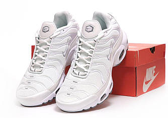 Кросівки Nike Air Max TN Plus White (Білі) Взуття Найк Аир Макс Плюс якісний текстиль сітка демісезон унісекс