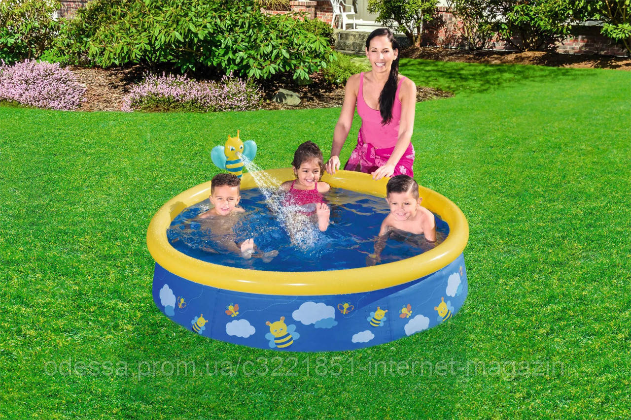 Надувний басейн Bestway 57326 (38*152 см., об'єм: 434 л, душ, серія: Fast Set) (Волошковий) [Склад зберігання: Київ №1]
