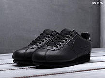 Чоловічі кросівки Nike Cortez Black Leather Кеди Найк Кортез низькі чорні шкіра демісезон, фото 5
