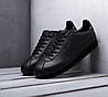Чоловічі кросівки Nike Cortez Black Leather Кеди Найк Кортез низькі чорні шкіра демісезон, фото 6
