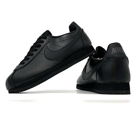 Чоловічі кросівки Nike Cortez Black Leather Кеди Найк Кортез низькі чорні шкіра демісезон, фото 1
