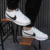 Чоловічі кросівки Nike Cortez White Black Leather Кеди Найк Кортез білі з чорним шкіра демісезон, фото 10