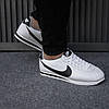 Чоловічі кросівки Nike Cortez White Black Leather Кеди Найк Кортез білі з чорним шкіра демісезон, фото 11