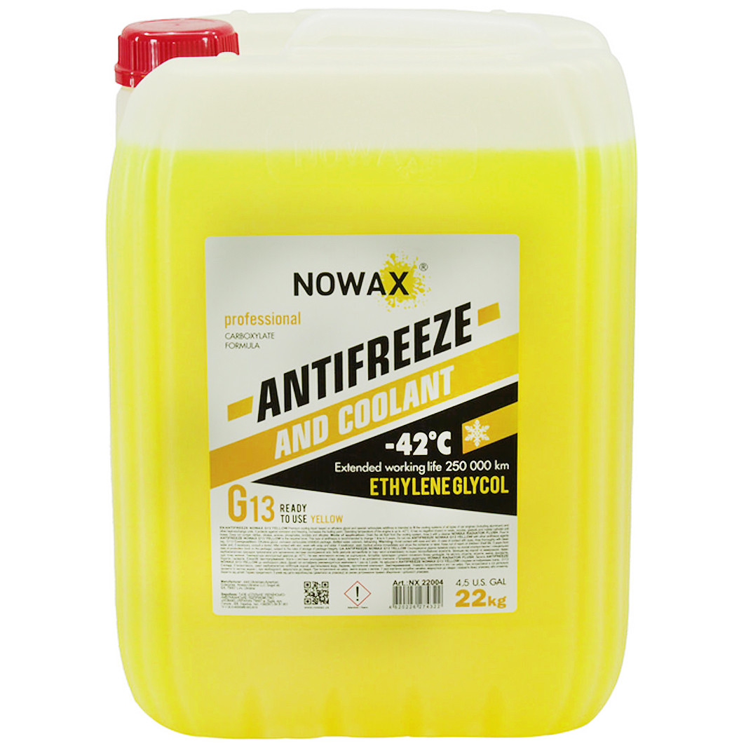 Nowax G13 жовтий -42 °C, 22 л (NX22004) готовий антифриз, фото 1