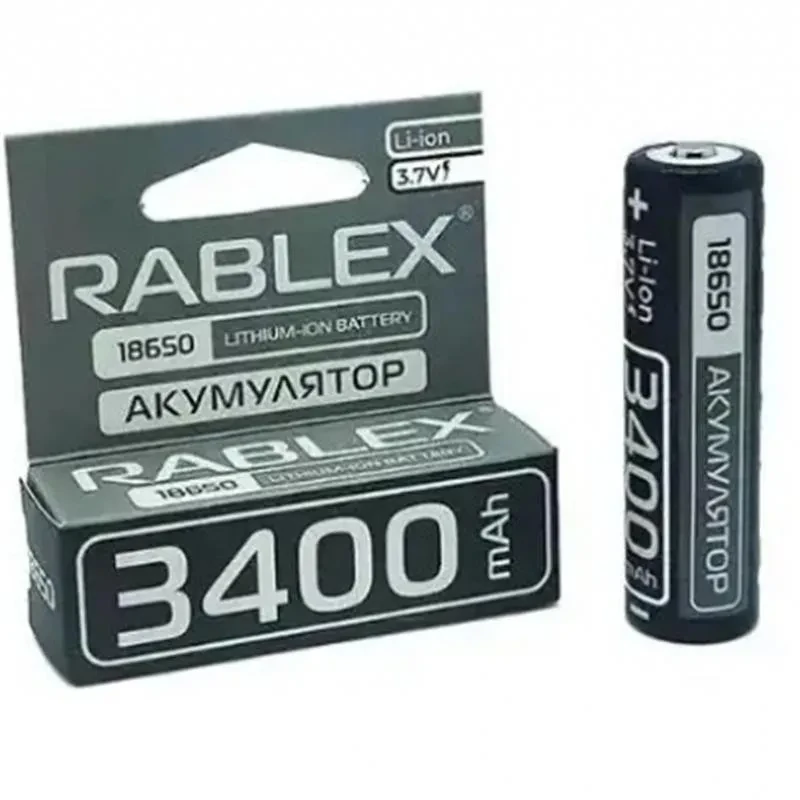Акумулятор Rablex RB-18-3400B Black 18650 Li-Ion, 3400mAh (без захисту)