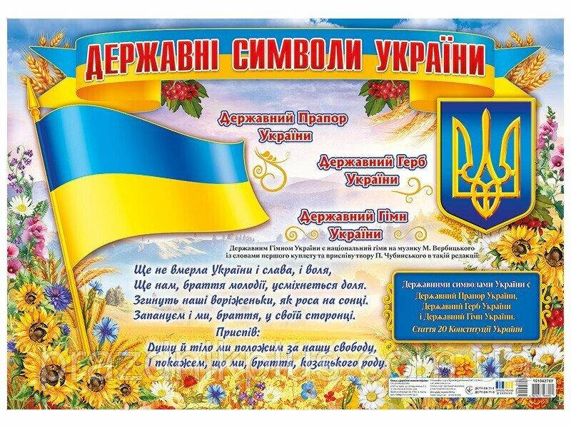 Шкiльний плакат: Державні символи України