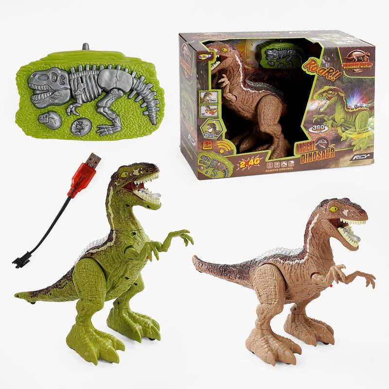 Динозавр на р/к NY 057 A1 - 2 кольори, акум. 3,7V, пульт 2,4 G, обертається на 360, музика, звуки, парогенератор, світло,