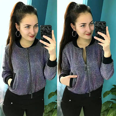 Ефектна куртка бомбер з люрексу розмір 42, 44