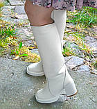 Шкіряні чоботи на зручному підборі з квадратним мисом, фото 3