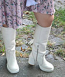 Шкіряні чоботи на зручному підборі з квадратним мисом, фото 5