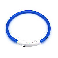 Светодиодный LED ошейник L-18 USB светящийся водоотталкивающий для собак и котов Blue M EK-77