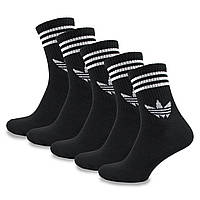 Набор мужские высокие носки Adidas Classic 5 пар 36-45 высокие спортивные носочки Адидас черные
