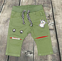 Штани для хлопчика зелені Monster 1085, Розмір 80