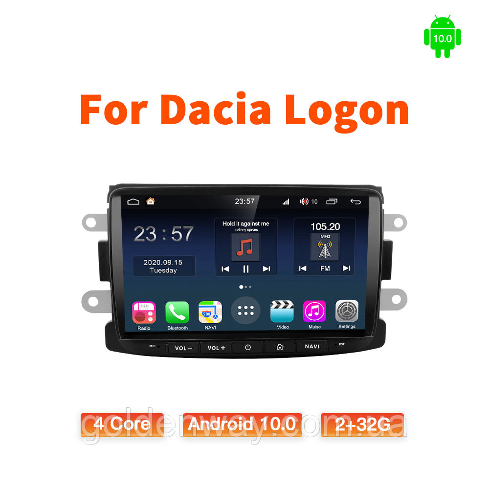 Штатна автомагнітола Renault Android 13 2/32Гб Dacia LOGAN Sandero Duster Lodgy Lada Xray Captur Dokker