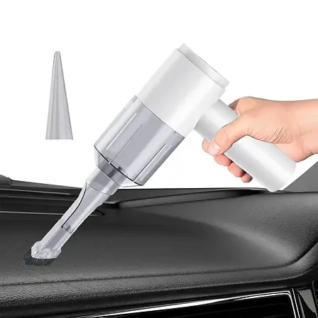 Ручний автомобільний пилосос бездротовий USB 1500mAh всмоктування і функція видування Білий, фото 1