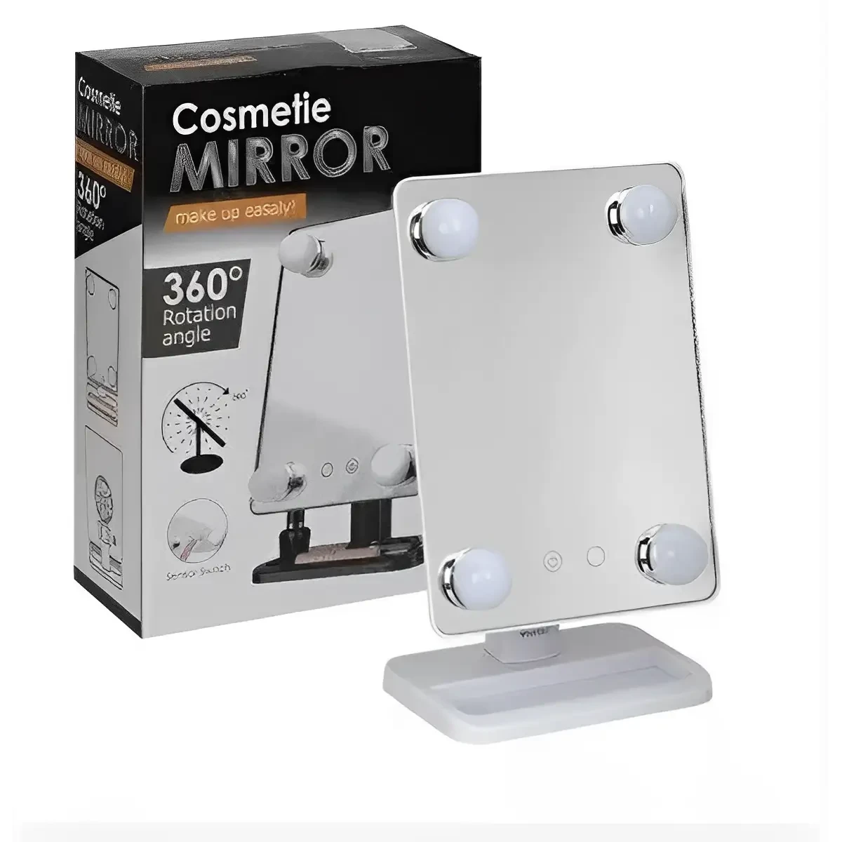 ОЧЕНКА! Компактне дзеркало з підсвіткою для макіяжу MCH Cosmetie Mirror 360 (погана коробка)