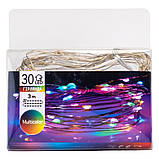Гірлянда "Роса" 30 LED, різнобарвна, 3 метри на батарейках, фото 2
