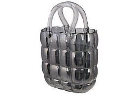 Ваза скляна у формі Сумочки 18*9*28см (прозорий сірий)