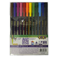 Популярний! Лайнер ZiBi набір різнокольорових Тригранні 0.4 мм, 12 шт (ZB.2850) - Краща якість тільки на Nukleon.com.ua