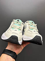 Жіночі кросівки Nike M2K Tekno White Grey Turquoise Кеди Найк М2К Текно шкіряні білі демісезон, фото 6
