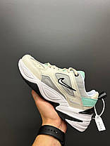 Жіночі кросівки Nike M2K Tekno White Grey Turquoise Кеди Найк М2К Текно шкіряні білі демісезон, фото 3