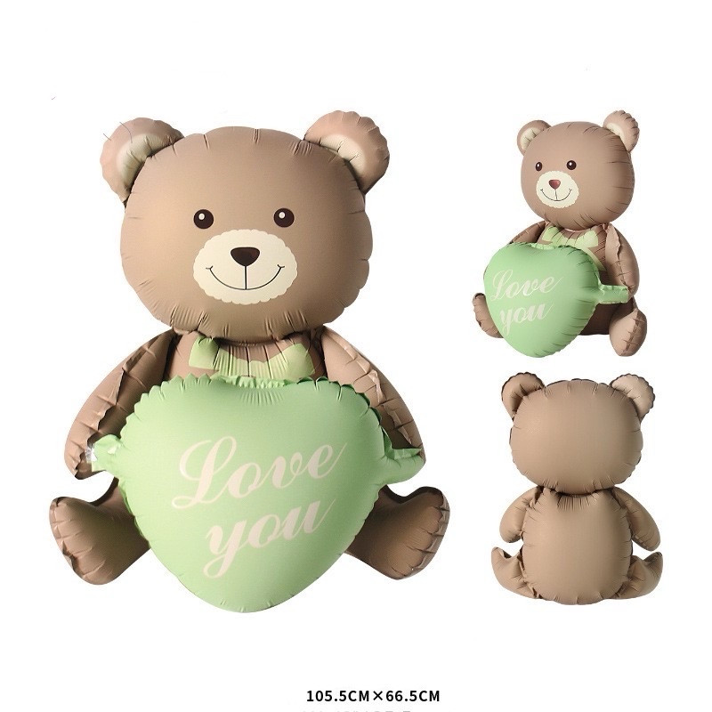 Фольгована кулька стояча Медведик 105.5х66.5 см коричневий, фото 1