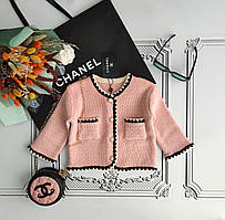 В'язаний рожевий жакет Шанель для дівчинки