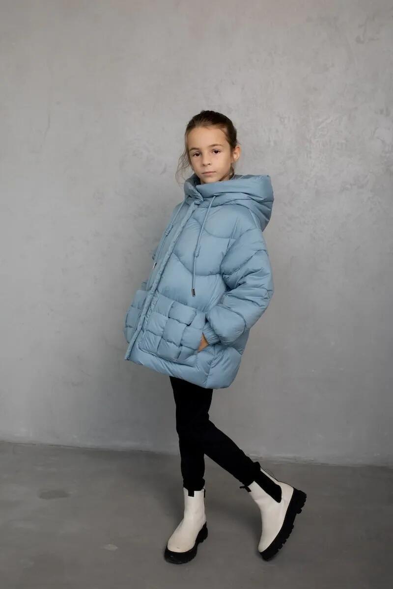 Блакитна дитяча зимова куртка на дівчинку Шанталь в розмірах 146-158, фото 1