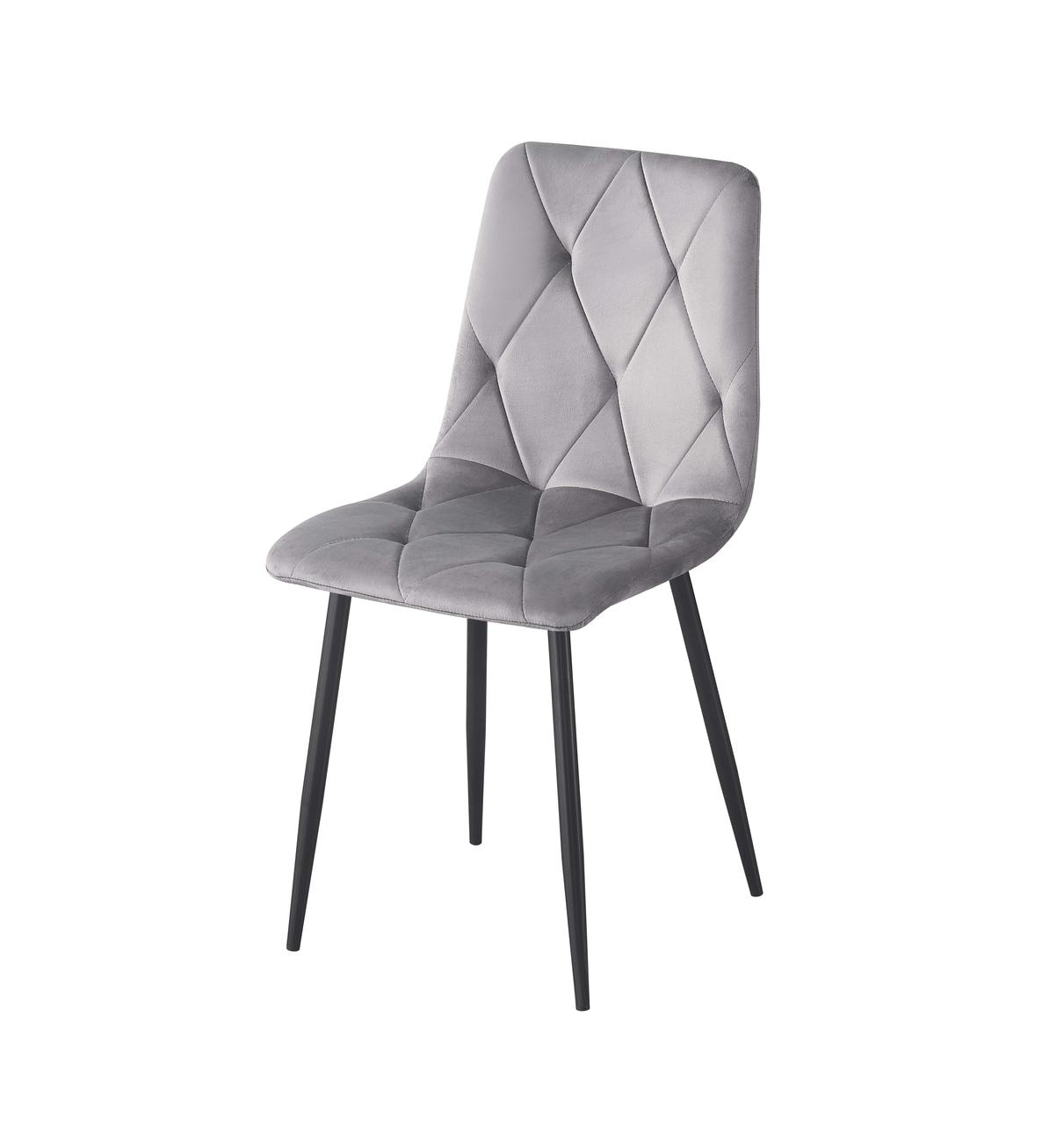 Стілець обідній Меморі (ніжки чорні метал/велюр сірий), фото 1
