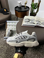 Жіночі кросівки шкіра текстиль Adidas Originals Ozmillen White Gray Beige, кеди Адідас білі. Жіноче взуття