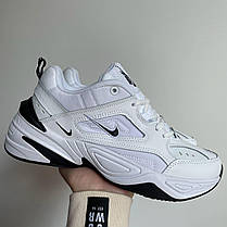 Жіночі та чоловічі кросівки Nike M2K Tekno White Black Кеди Найк Текно шкіряні білі повсякденні демісезон унісекс, фото 5