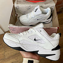 Жіночі та чоловічі кросівки Nike M2K Tekno White Black Кеди Найк Текно шкіряні білі повсякденні демісезон унісекс, фото 3