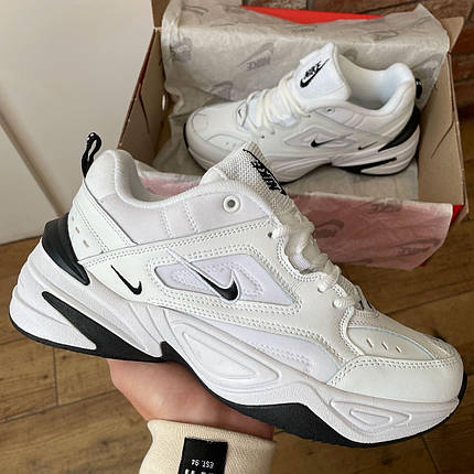 Жіночі та чоловічі кросівки Nike M2K Tekno White Black Кеди Найк Текно шкіряні білі повсякденні демісезон унісекс, фото 1