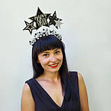 Чорний зі срібним Новорічний обруч з зірками, новорічна зіркова корона, фото 10